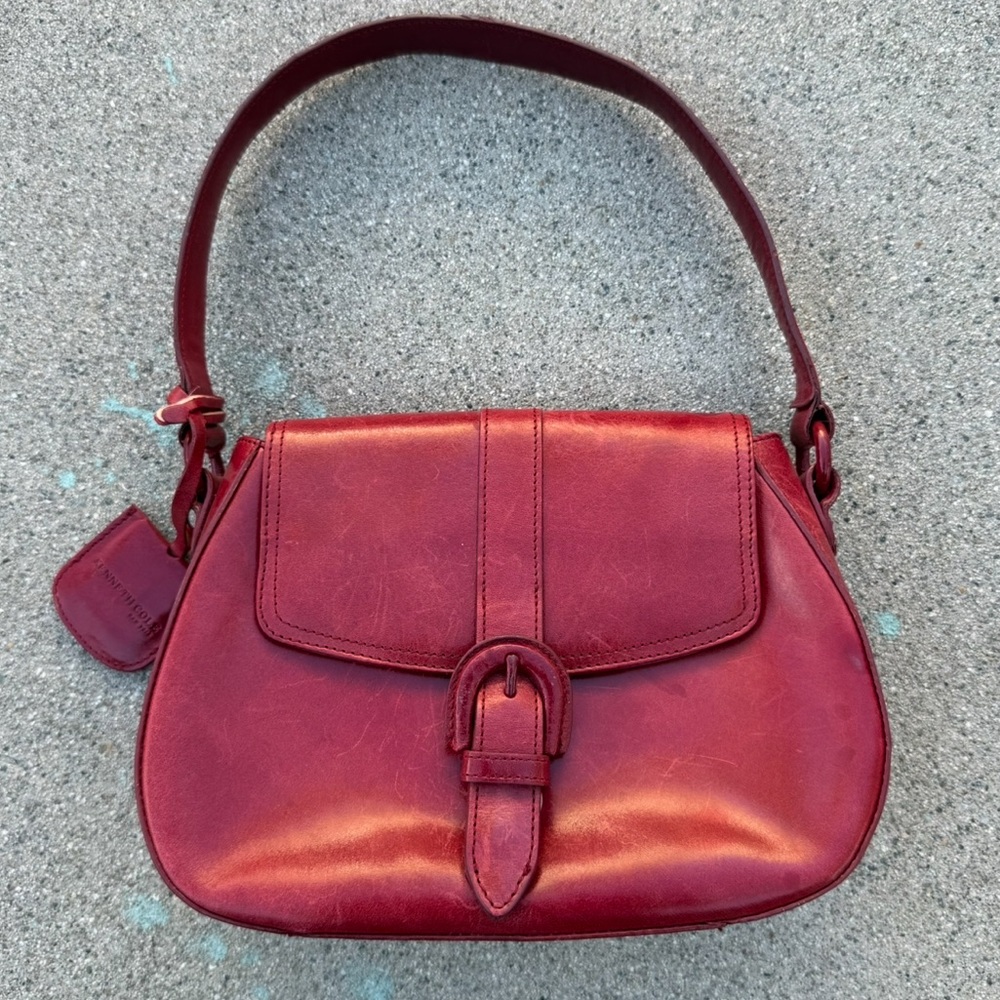 Y2K Kenneth Cole Leather bag red Small flap bag top flap preloved normal wear